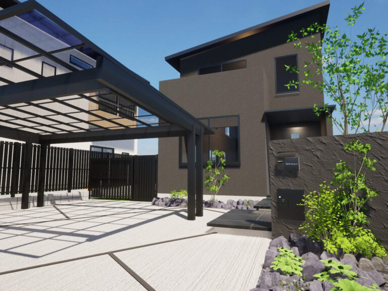 壬生町のモノトーンでスタイリッシュモダンな外構