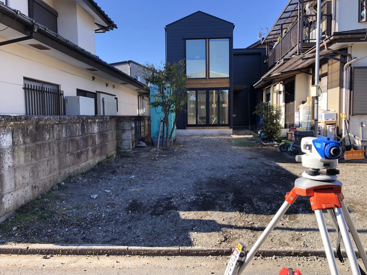 日光市の外構測量状況